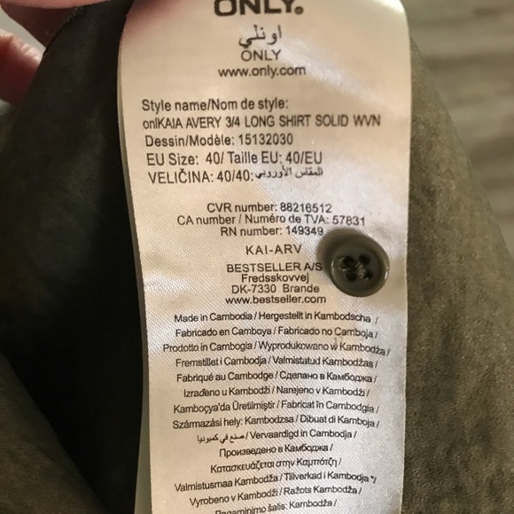 ONLY  Navy Green Shirt size European 40 - Picture 7 of 7